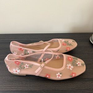 NEW wild fable Pink Floral Embroidered Mary Jane Flats